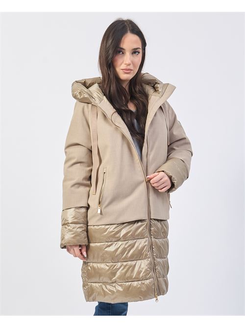 Manteau long Yes Zee avec empiècements en nylon et capuche YES ZEE | O021-NP000222